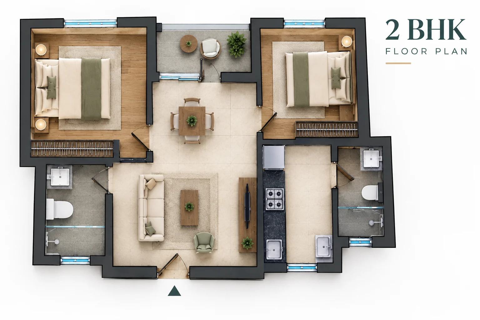 Adani Panvel Township Navi Mumbai 2 BHK Apartment Floor Plan