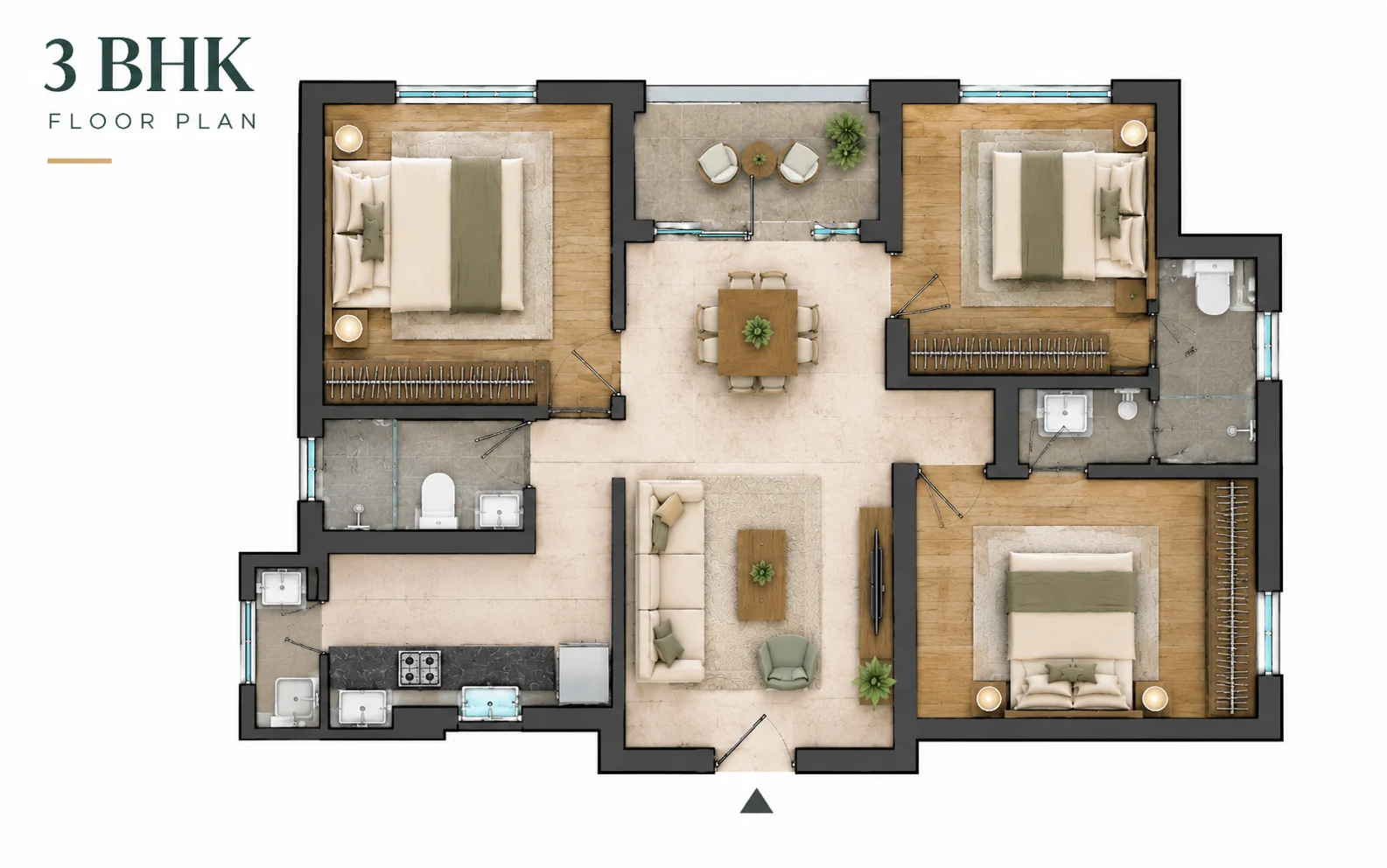 Adani Panvel Township Navi Mumbai 3 BHK Apartment Floor Plan